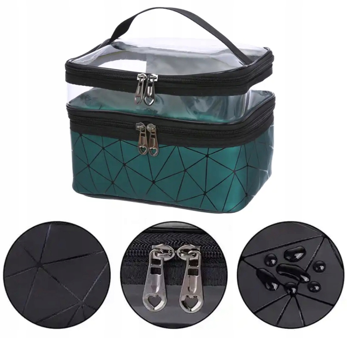 Kosmetyczka Damska Na Kosmetyki Kuferek Organizer Podróżny Saszetka Suwak