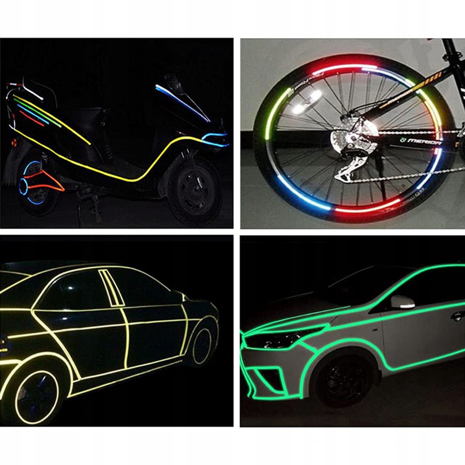 5x Taśma Odblasowa Samoprzylepna Odblask Naklejka Konturowa 1cm 8m 5 Sztuk