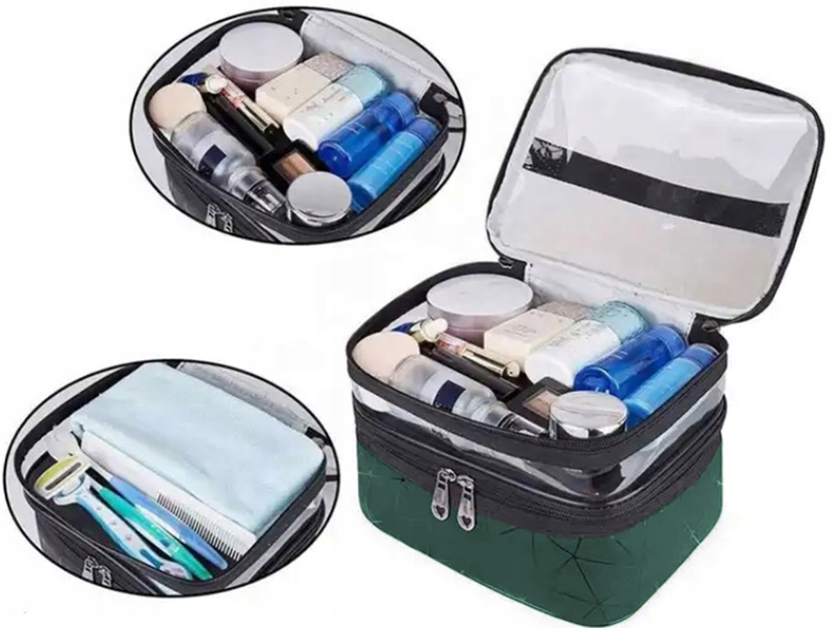 Kosmetyczka Damska Na Kosmetyki Kuferek Organizer Podróżny Saszetka Suwak