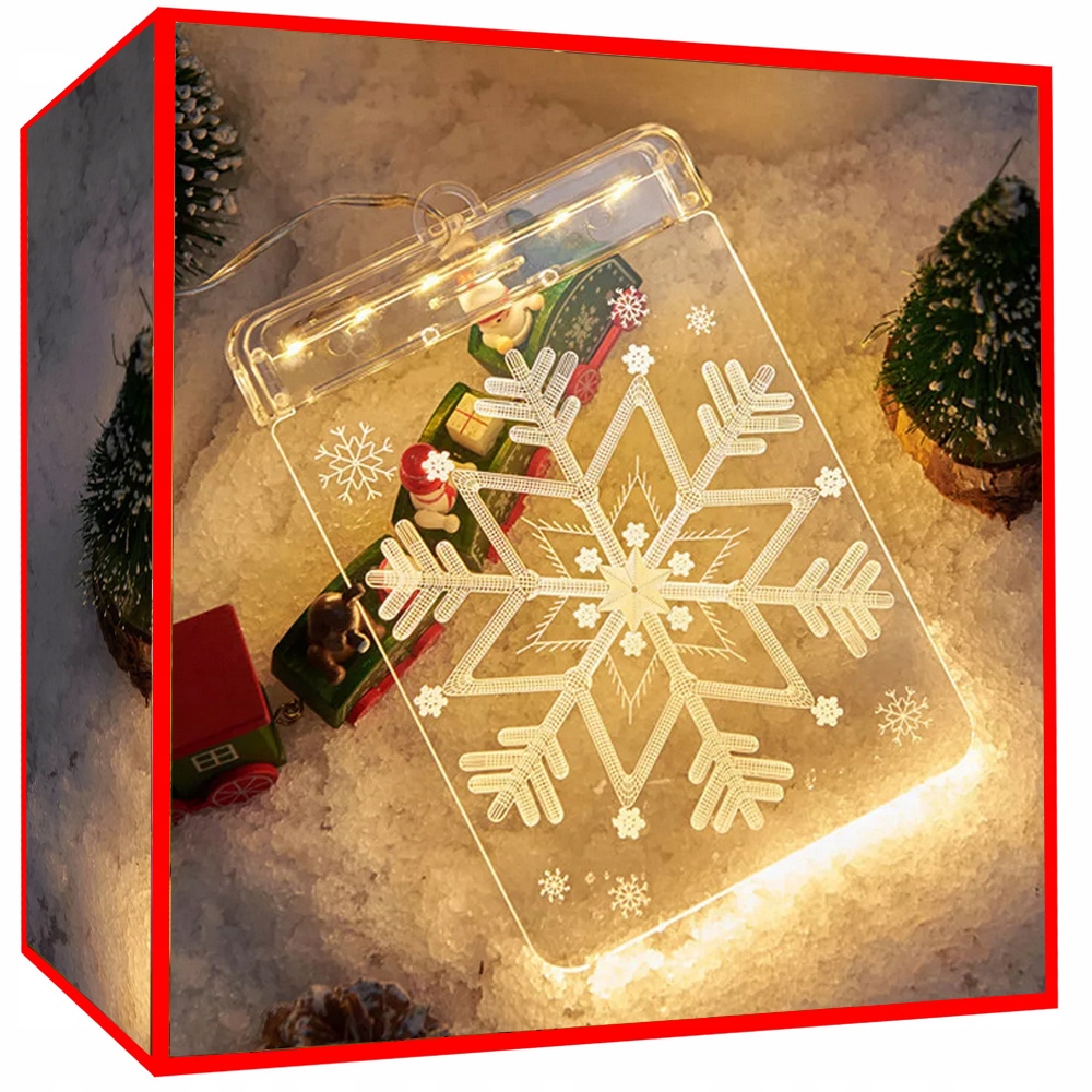 Witraż Led 3d Na Okno Drzwi Ozdoba Lampki Świąteczne Lampka Gwiazdka Led