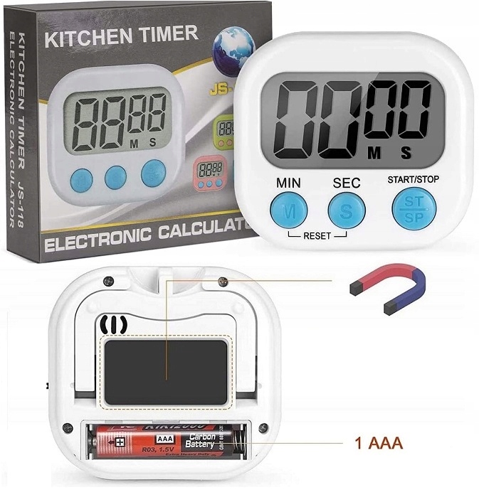 Minutnik Elektroniczny Kuchenny Na Lodówkę Magnes Cyfrowy Stoper Czasomierz