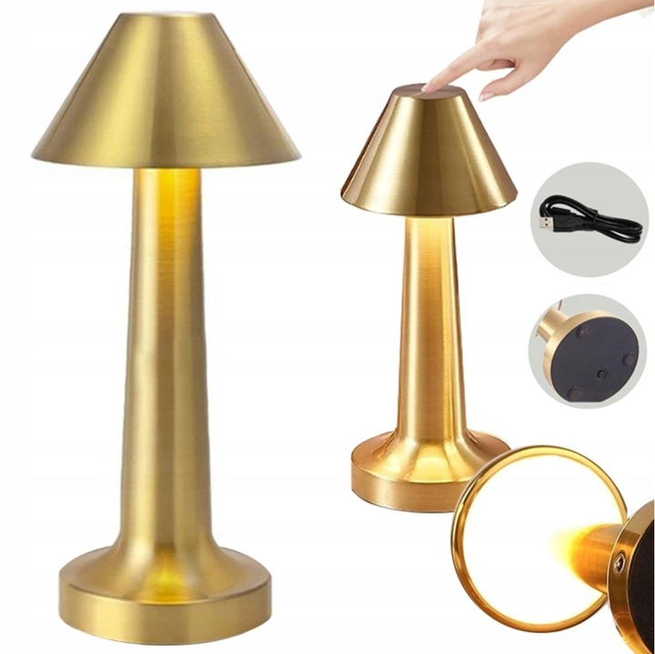 Bezprzewodowa Lampka Do Restauracji Hotelu Dotyk Led Grzybek 3 Tryby Nocna