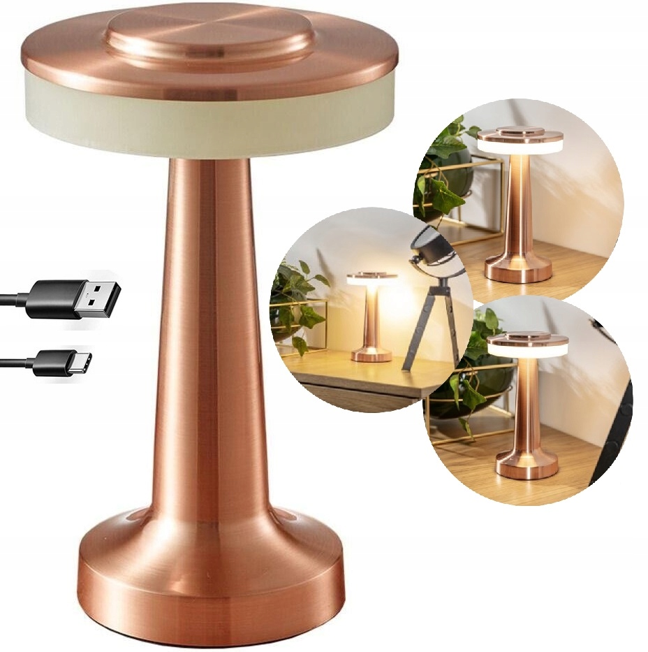 Bezprzewodowa Lampka Do Restauracji Hotelu Dotyk Led Grzybek 3 Tryby Nocna