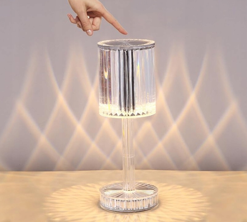 Lampa Led Dotykowa Lampka Nocna Kryształowa Kolorowa Kryształ Rgb + Pilot