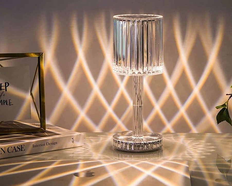 Lampa Led Dotykowa Lampka Nocna Kryształowa Kolorowa Kryształ Rgb + Pilot