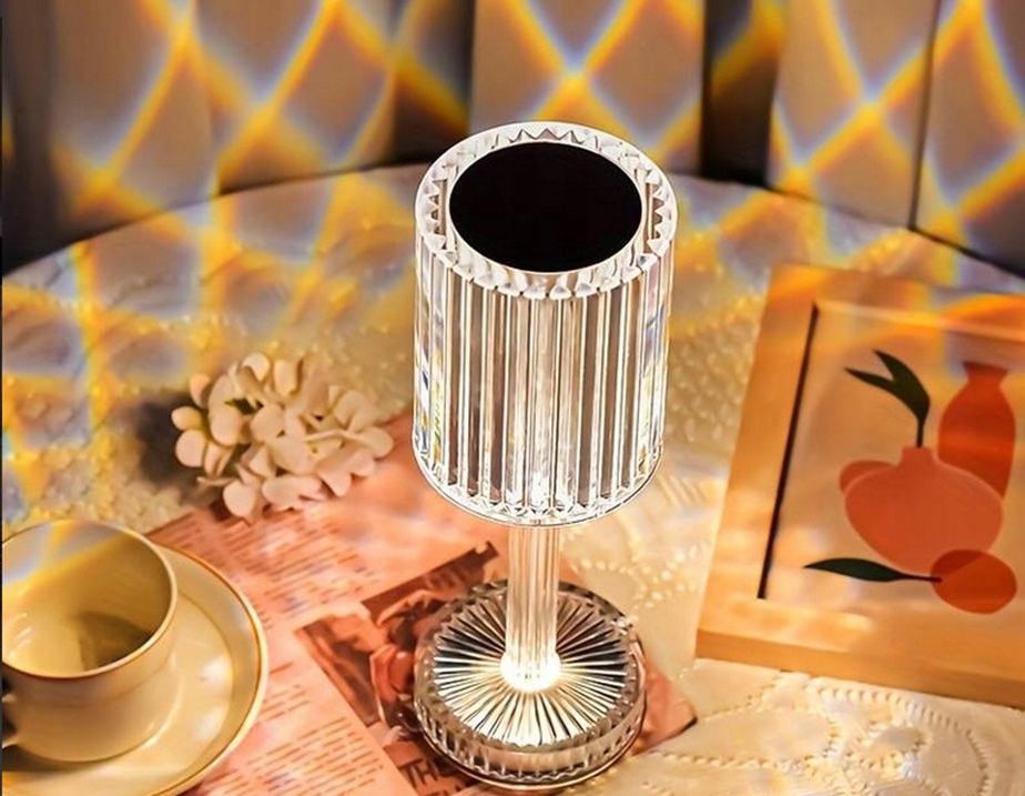 Lampa Led Dotykowa Lampka Nocna Kryształowa Kolorowa Kryształ Rgb + Pilot