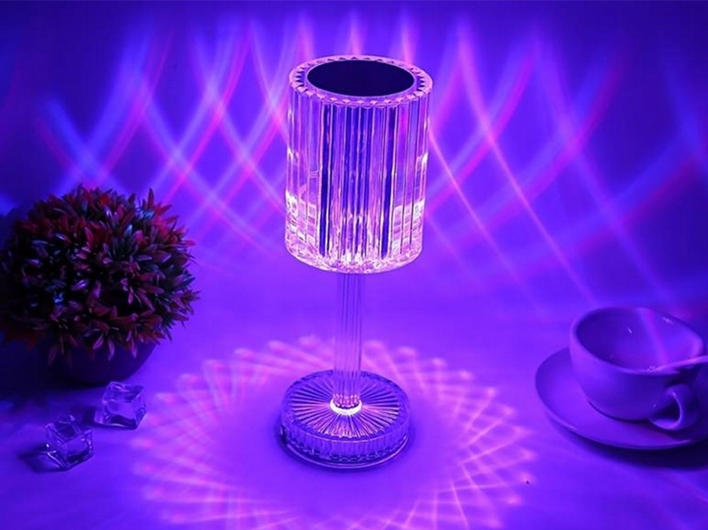 Lampa Led Dotykowa Lampka Nocna Kryształowa Kolorowa Kryształ Rgb + Pilot