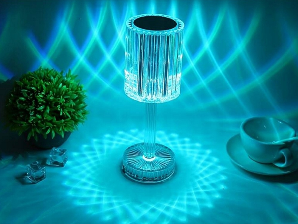 Lampa Led Dotykowa Lampka Nocna Kryształowa Kolorowa Kryształ Rgb + Pilot