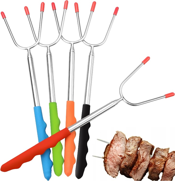 Zestaw Kije Do Ogniska Ogniskowe Grill Kijek Teleskopowy 4 Sztuki Widełki