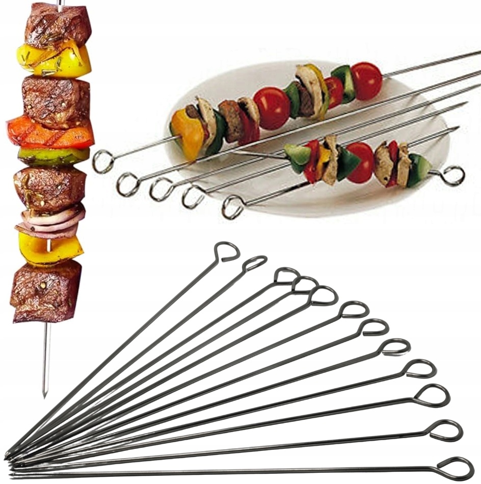 Szpikulce Do Szaszłyków Stalowe Szpilki Patyczki Grill Bbq 36,5cm 10szt.
