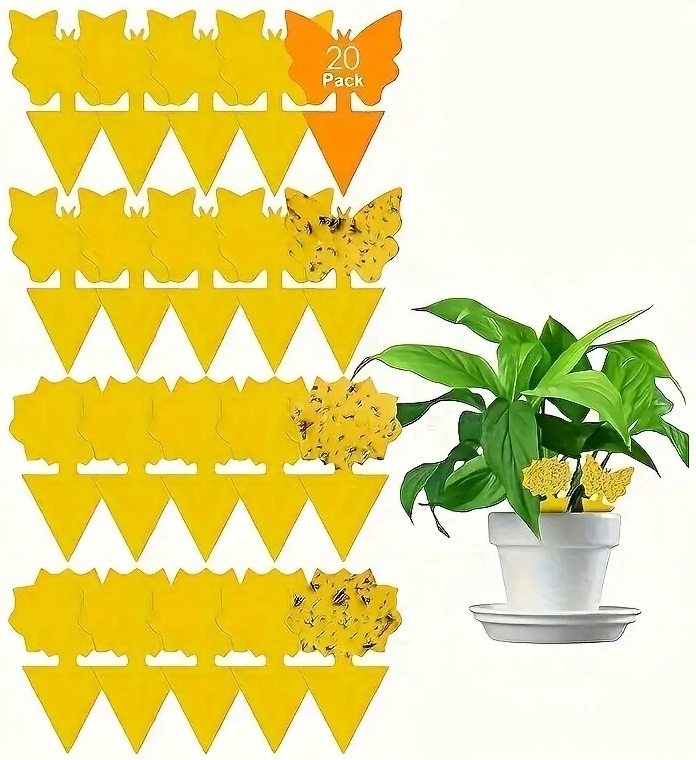Żółte Lepy Do Doniczek Na Owady Ziemiórki Mszyce Muszki Owocówki 20 Sztuk