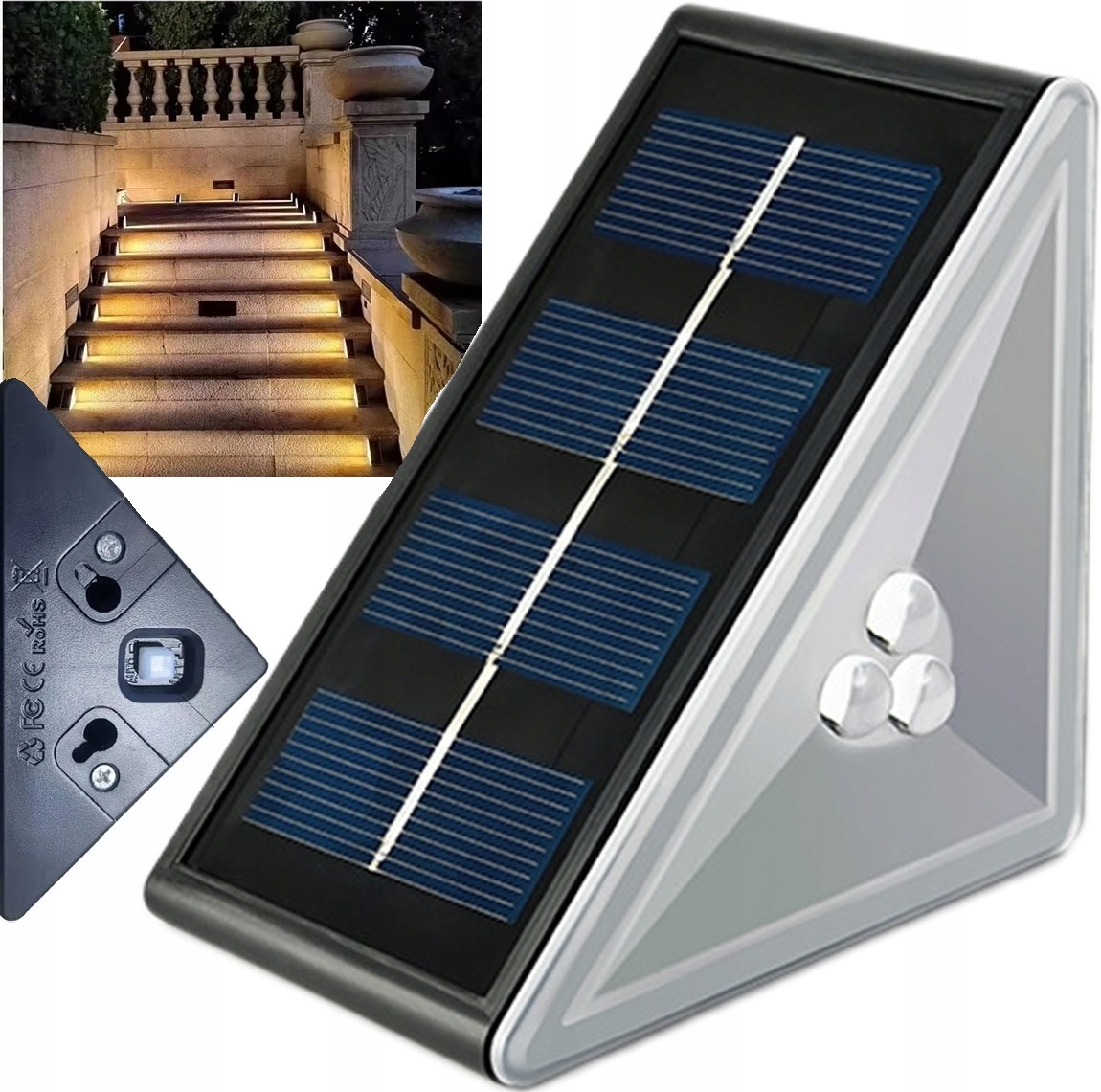 Lampka Led Oświetlenie Schodowe Lampa Na Schody Solarna Ip67 Do Domu Ogrodu