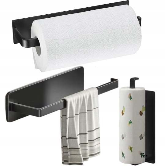 Wieszak Na Ręcznik Papierowy Uchwyt Na Papier Czarny Loft Montaż Taśma