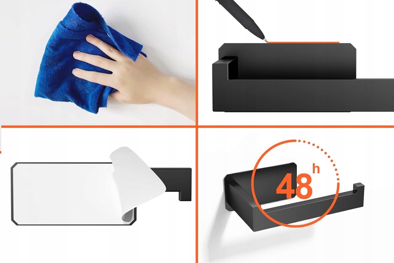 Uchwyt Na Papier Toaletowy Wieszak Wc Na Papier Loft Czarny Wiszący Taśma