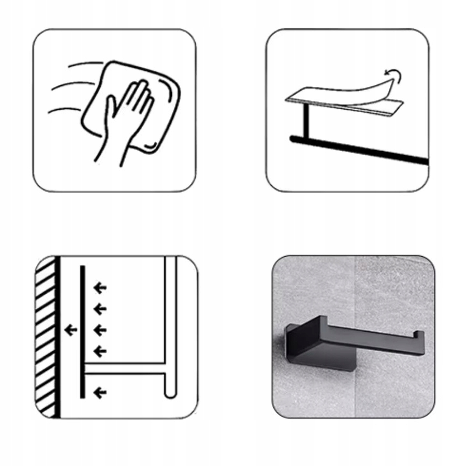 Uchwyt Na Papier Toaletowy Wieszak Wc Na Papier Loft Czarny Wiszący Taśma