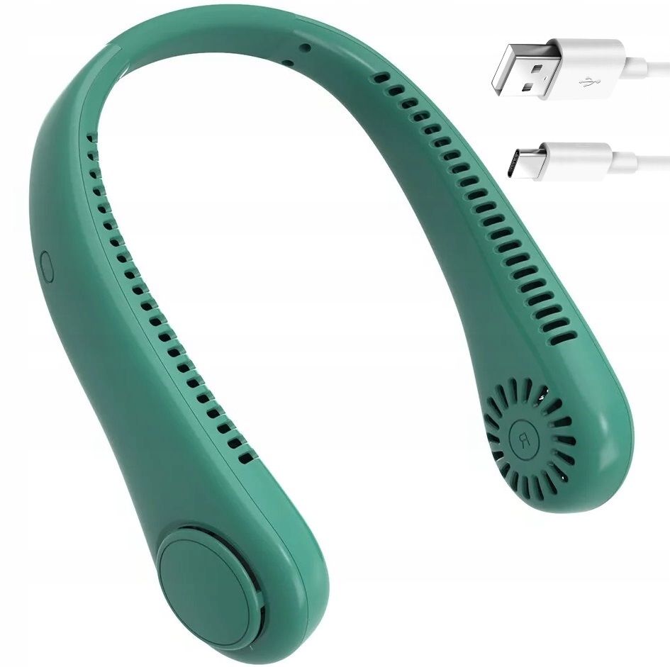 Wentylator Na Szyje Wiatrak Klimatyzator Bezprzewodowy Usb Przenośny Zieleń