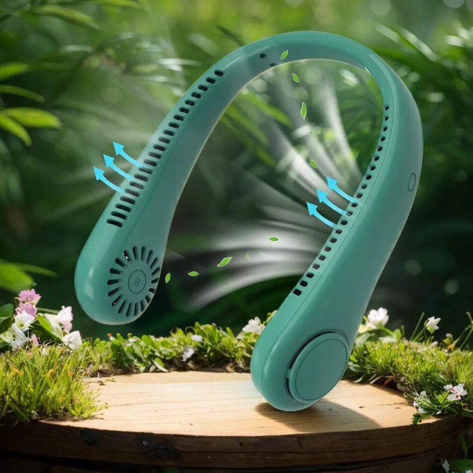 Wentylator Na Szyje Wiatrak Klimatyzator Bezprzewodowy Usb Przenośny Zieleń
