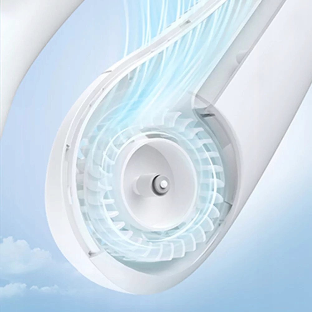 Wentylator Na Szyje Wiatrak Klimatyzator Bezprzewodowy Usb Przenośny Biały