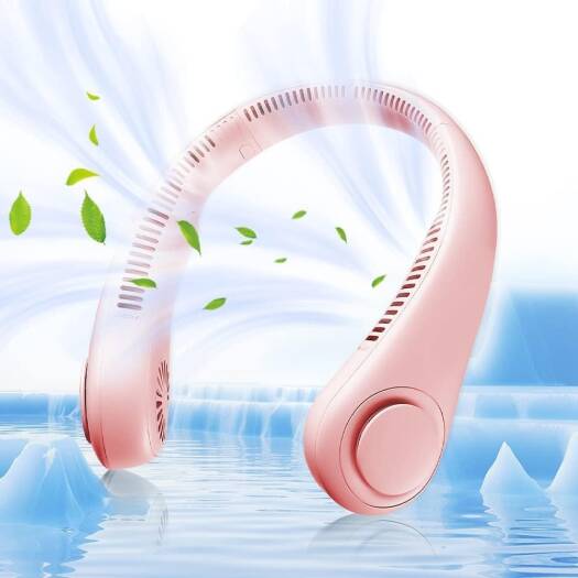 Wentylator Na Szyje Wiatrak Klimatyzator Bezprzewodowy Usb Przenośny Różowy