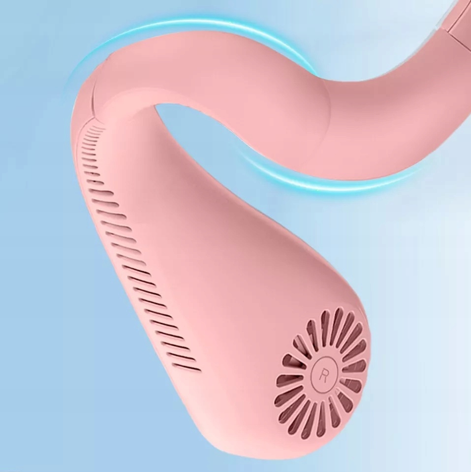 Wentylator Na Szyje Wiatrak Klimatyzator Bezprzewodowy Usb Przenośny Różowy