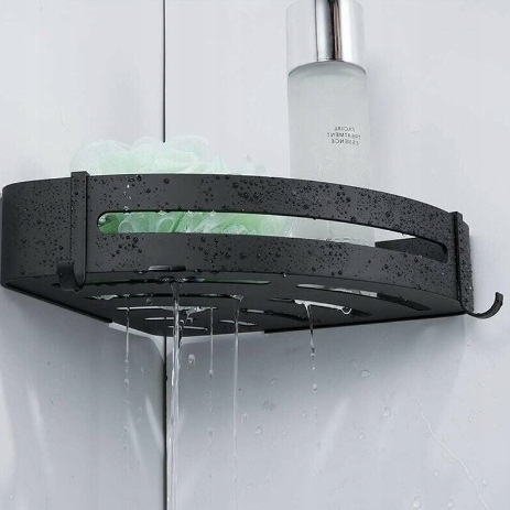 2x Półka Łazienkowa Narożna Pod Prysznic Wisząca Loft Z Haczykami 2 Półki