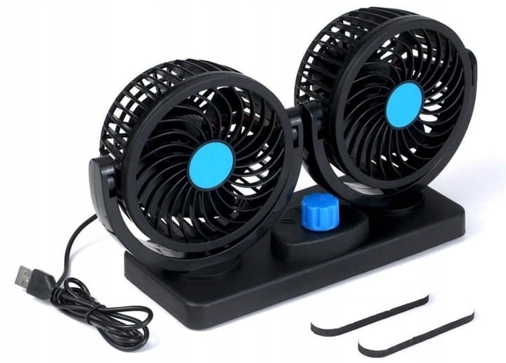 Wentylator Samochodowy Usb Podwójny Wiatrak Biurkowy Dmuchawa Samochodowa