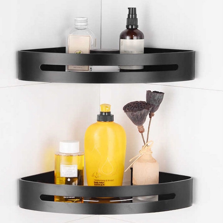 2x Półka Łazienkowa Narożna Pod Prysznic Wisząca Loft Z Haczykami 2 Półki