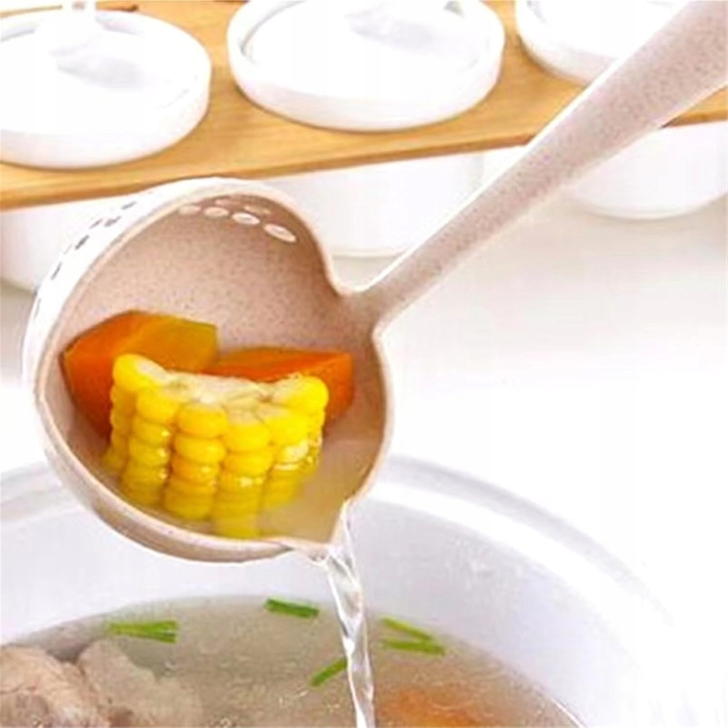 Łyżka Kuchenna Do Zupy Chochla Z Durszlakiem Łopatka Cedzak Sitko Odlewanie