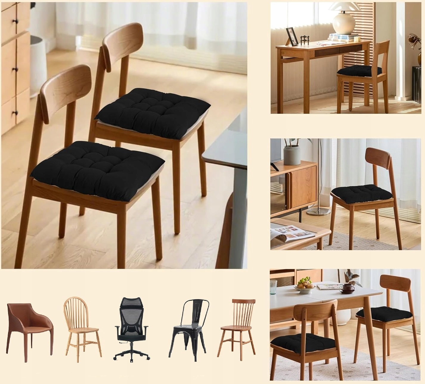 Pikowana Poduszka Ogrodowa Na Fotel Krzesło 40 X 40 cm Wiązana Z Troczkami