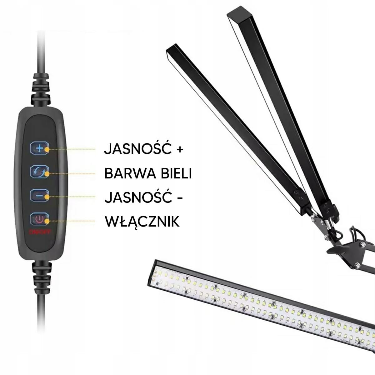 Lampka Na Biurko Led Biurkowa Podwójna Lampa Kreślarska Nocna Regulacja