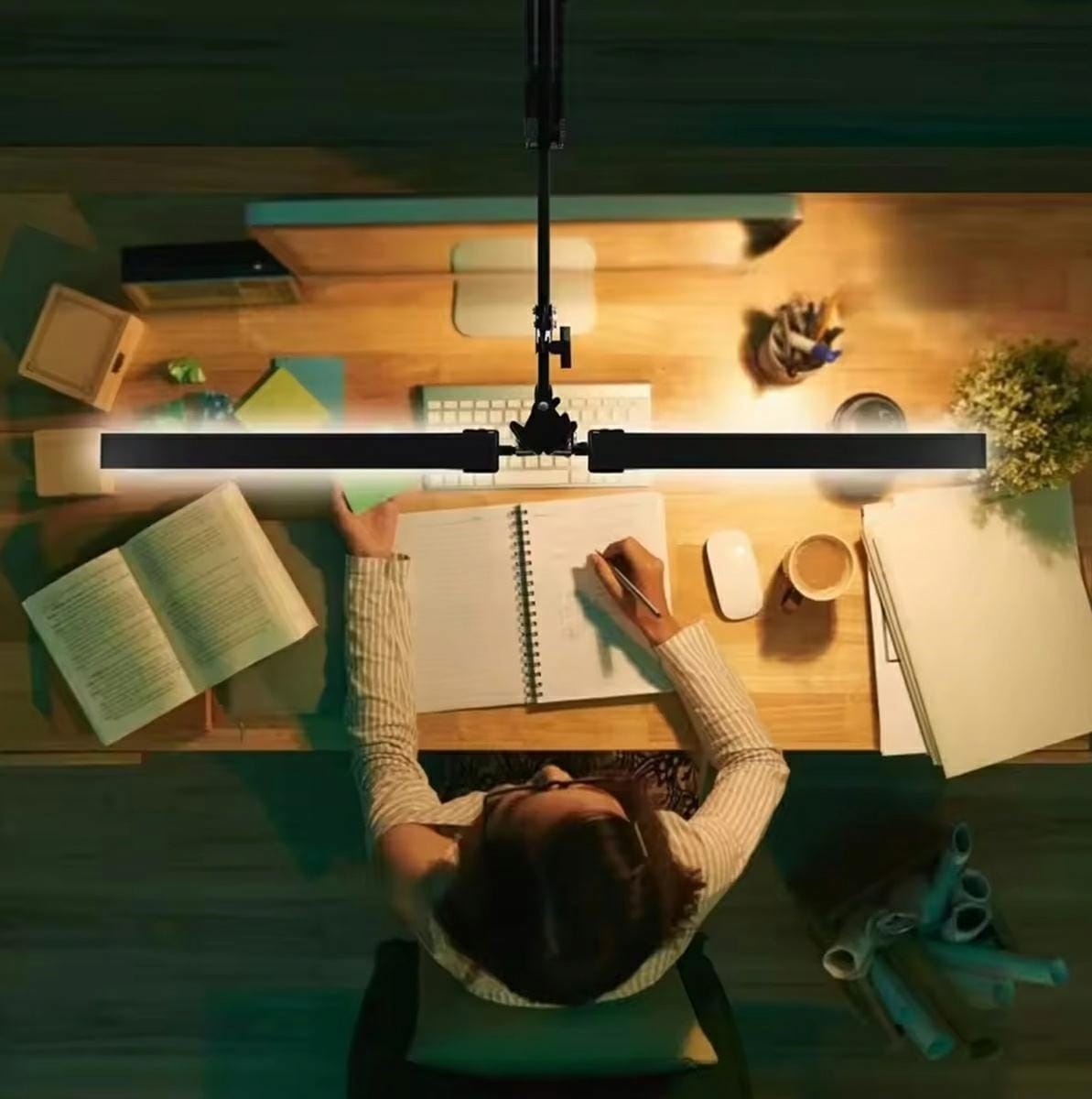 Lampka Na Biurko Led Biurkowa Podwójna Lampa Kreślarska Nocna Regulacja