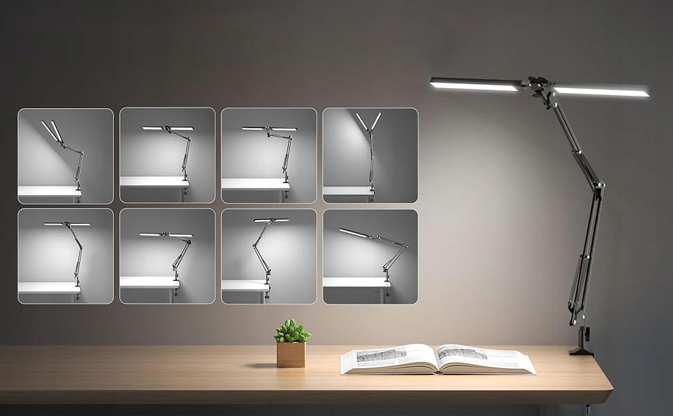 Lampka Na Biurko Led Biurkowa Podwójna Lampa Kreślarska Nocna Regulacja