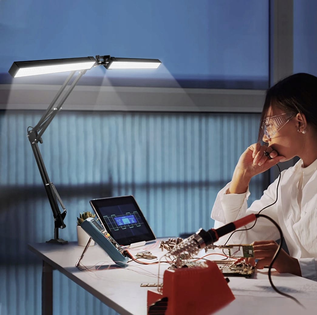 Lampka Na Biurko Led Biurkowa Podwójna Lampa Kreślarska Nocna Regulacja