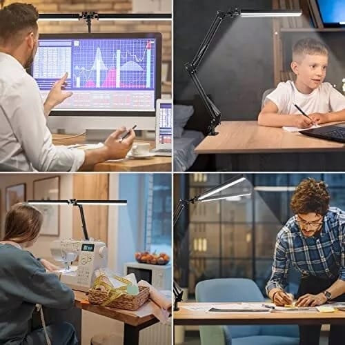 Lampka Na Biurko Led Biurkowa Podwójna Lampa Kreślarska Nocna Regulacja