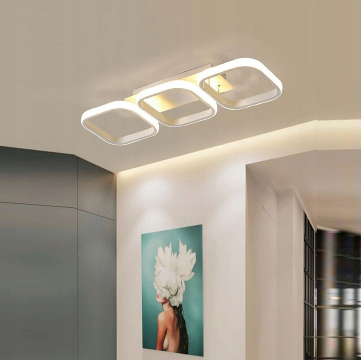 Nowoczesna Lampa Sufitowa Natynkowa Led Żyrandol Ring 33w Plafon Neutralna