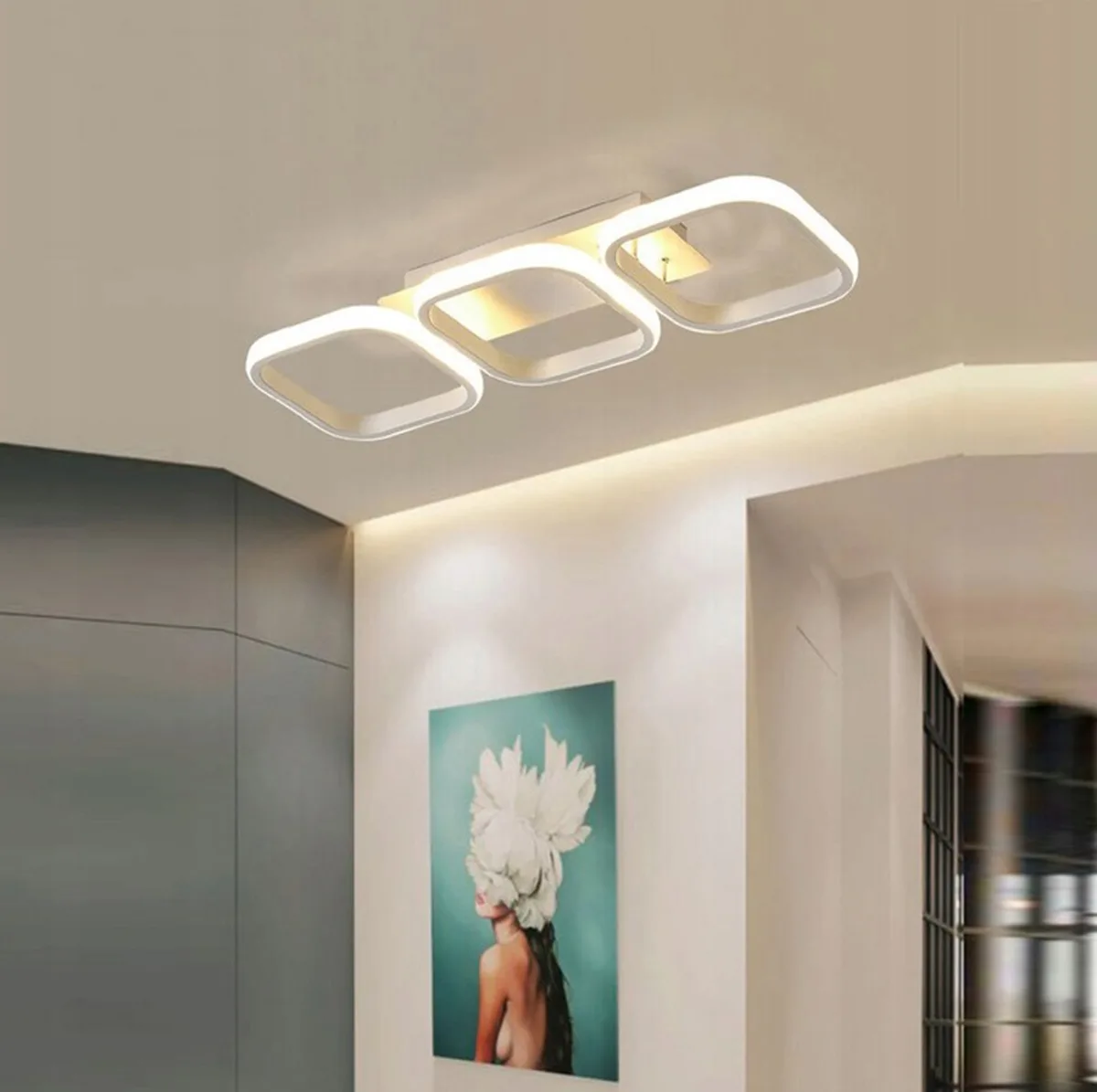 Nowoczesna Lampa Sufitowa Natynkowa Led Żyrandol Ring 33W Plafon Neutralna