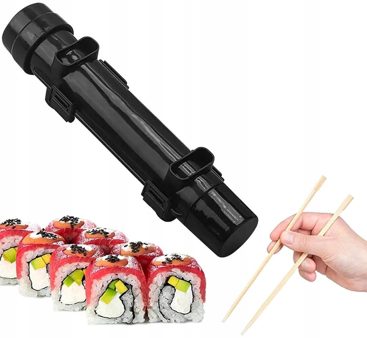 image-6623.jpeg Maszynka Do Robienia Zwijania Sushi Bazooka Roller Forma Tuba Czarna