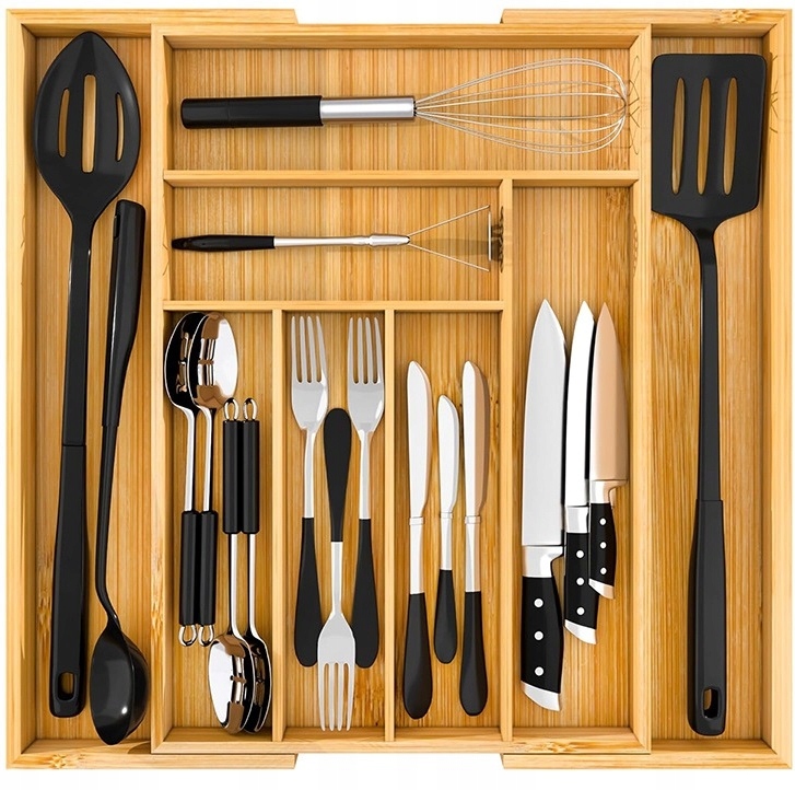 Organizer Wkład Do Szuflady Kuchennej 50 Pojemnik Na Sztućce Rozsuwany Xxl