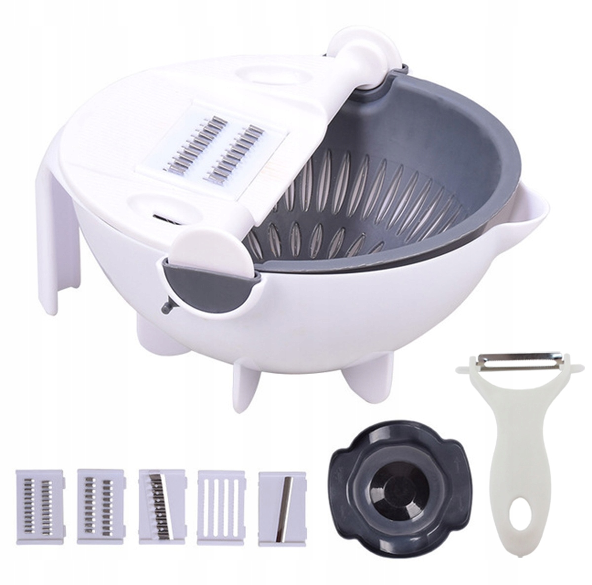 Krajalnica Szatkownica Do Warzyw Z Miską Tarka Cedzak Misa Wielofunkcyjna