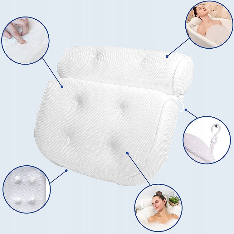 Wodoodporna Poduszka Do Wanny Kąpieli Relaksacyjna Zagłówek Spa Podkładka