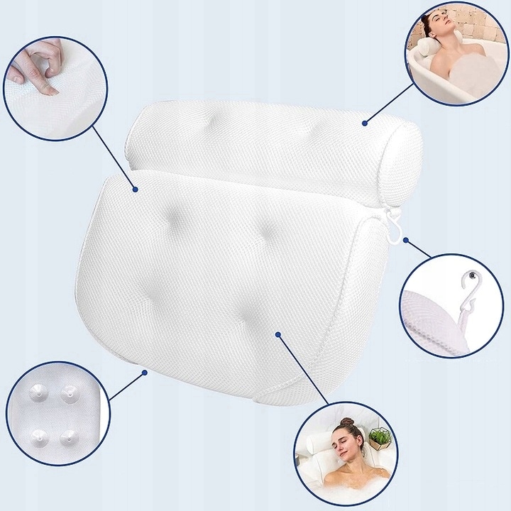 Wodoodporna Poduszka Do Wanny Kąpieli Relaksacyjna Zagłówek Spa Podkładka