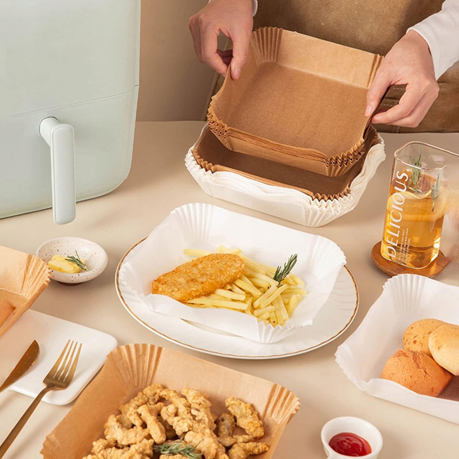 Wkład Papierowy Do Frytkownicy Beztłuszczowej 150 Szt. Wkłady Do Airfryer