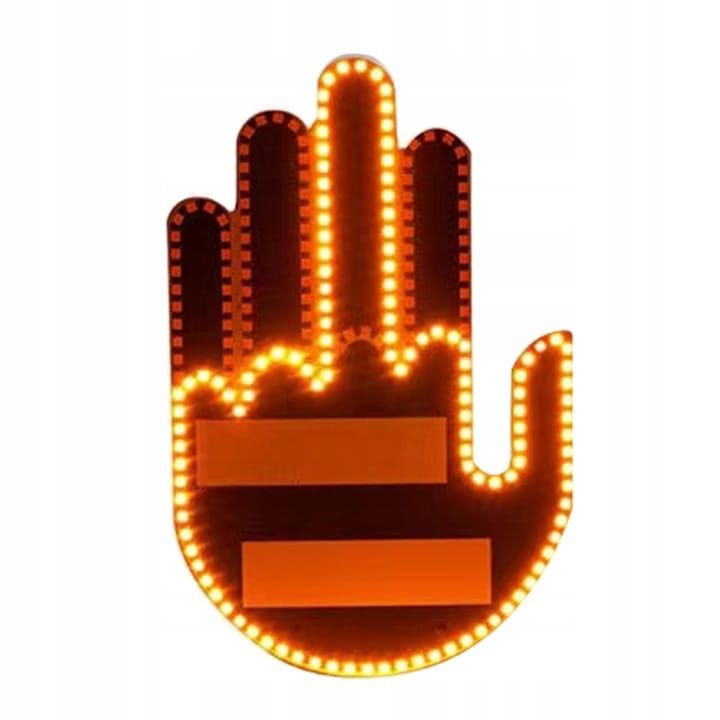 Sygnalizator Gestów Ręka Led Na Tylną Szybę Auta Środkowy Palec Kciuk Pilot