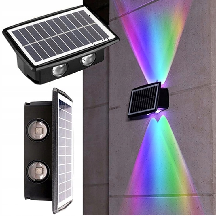 Lampa Elewacyjna Ścienna Solarna Led Kinkiet Czujnik Zmierzchu Góra Dół