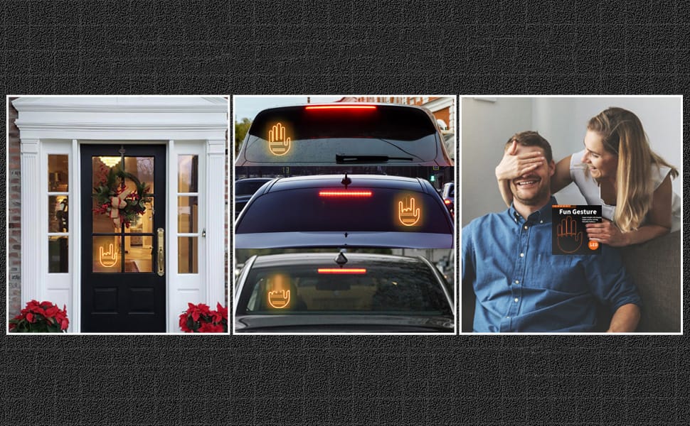 Sygnalizator Gestów Ręka Led Na Tylną Szybę Auta Środkowy Palec Kciuk Pilot