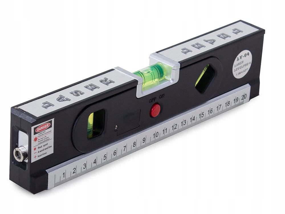 Poziomica Laserowa Z Metrówką 250 cm Czerwony Laser 3 Libele Miarka Baterie