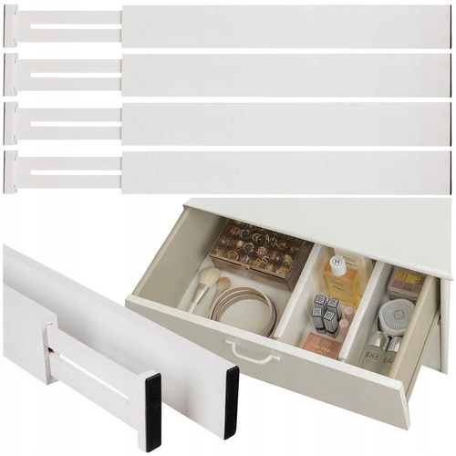 Organizer Do Szuflady Seprator Szuflad Przegroda Regulowana Bambusowy 4 szt