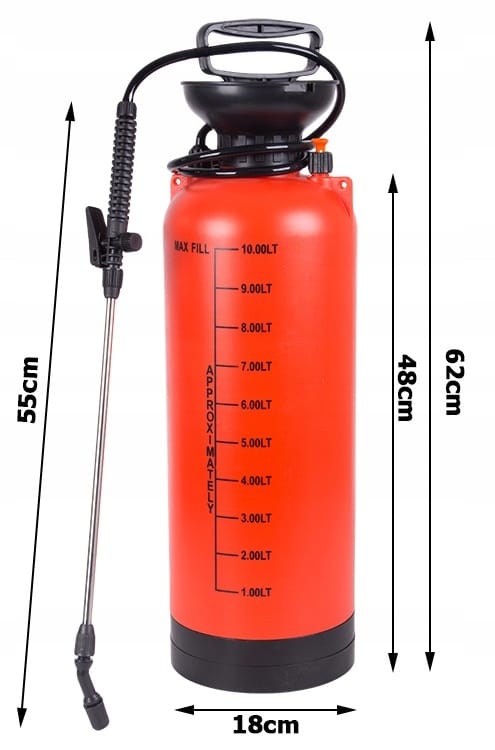 Opryskiwacz Ciśnieniowy Ręczny 10l Długa Lanca Zraszanie Rozpylacz Ogrodowy
