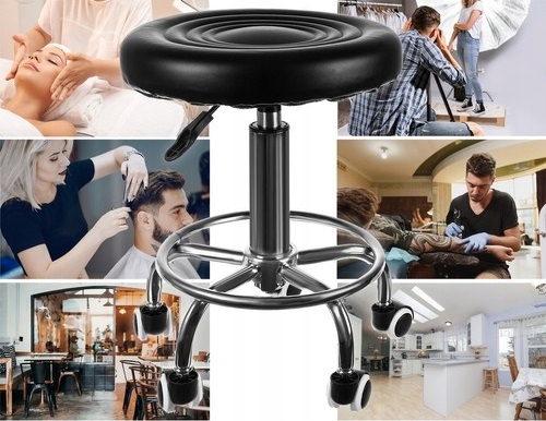 Hoker Barowy Stołek Fryzjerski Kosmetyczny Taboret Na Kółkach Obrotowy