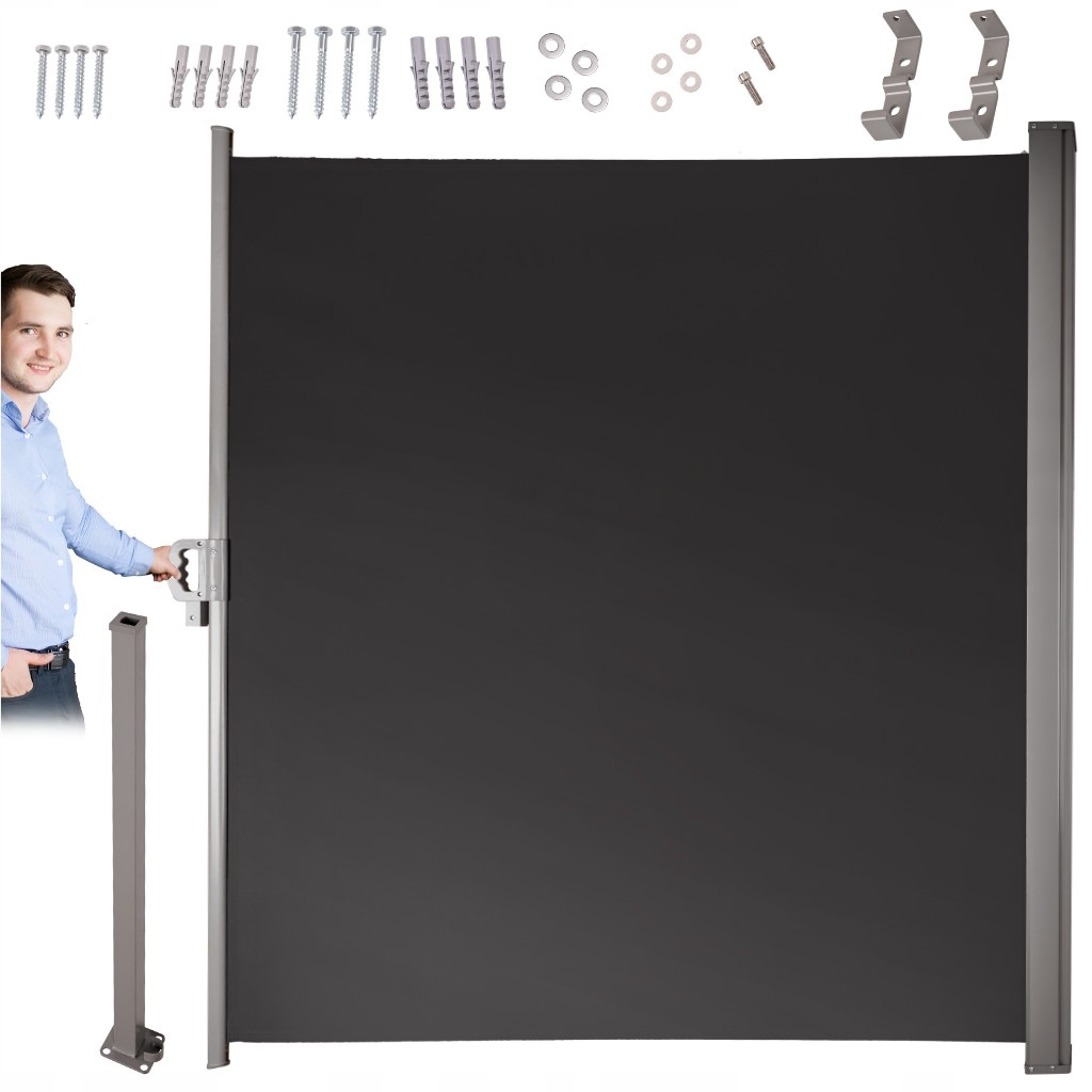 Składana Markiza 400x180cm Boczna Roleta Parawan Do Ogrodu Taras Antracyt